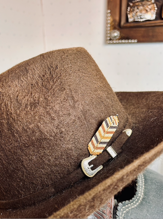 Autumn Beaded Feather Hatpin