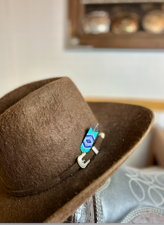 Blue Beaded Feather Hatpin