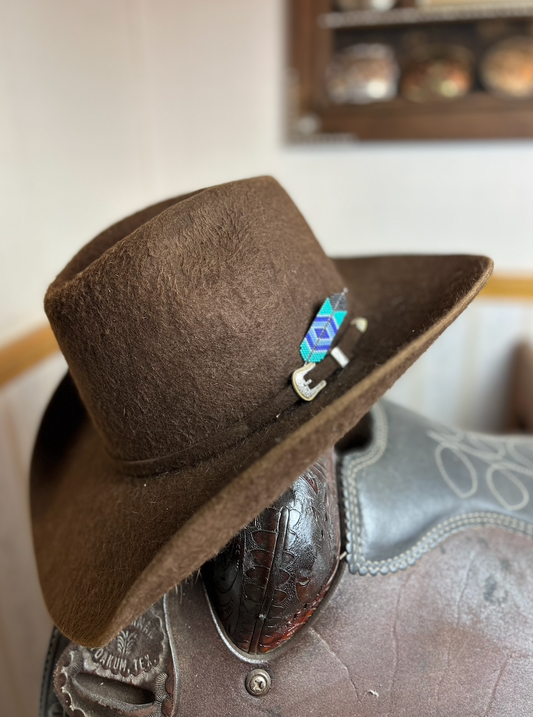 Blue Beaded Feather Hatpin
