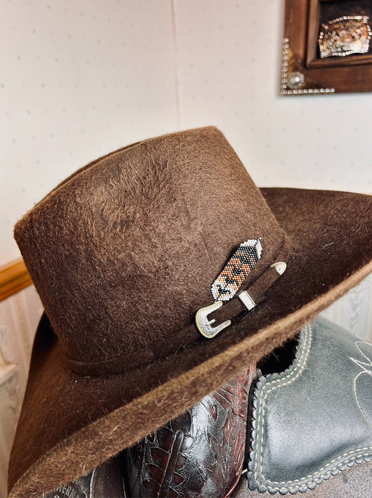 Red Tail Hawk Beaded Feather Hatpin