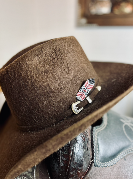 White Red Eagle Beaded Feather Hatpin