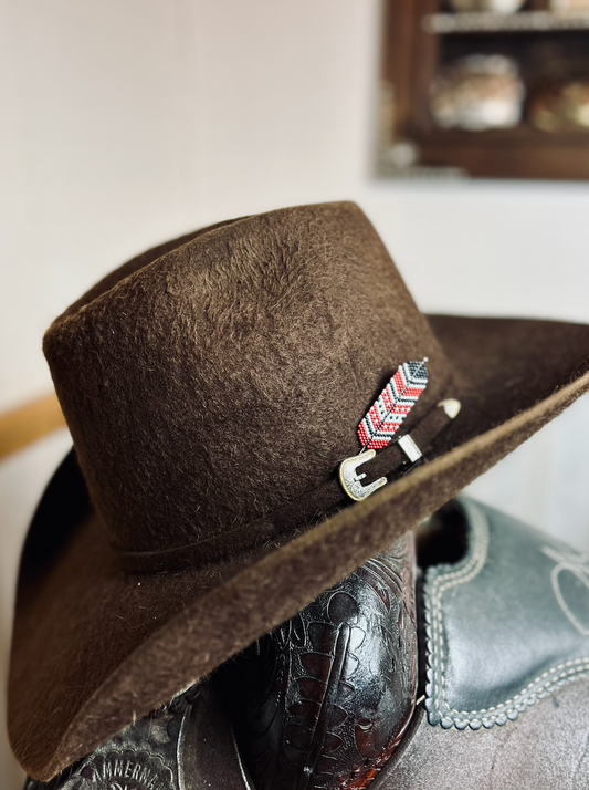 Red Black White Beaded Feather Hatpin