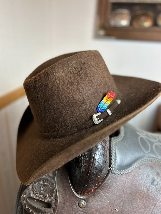 Serape Beaded Feather Hatpin