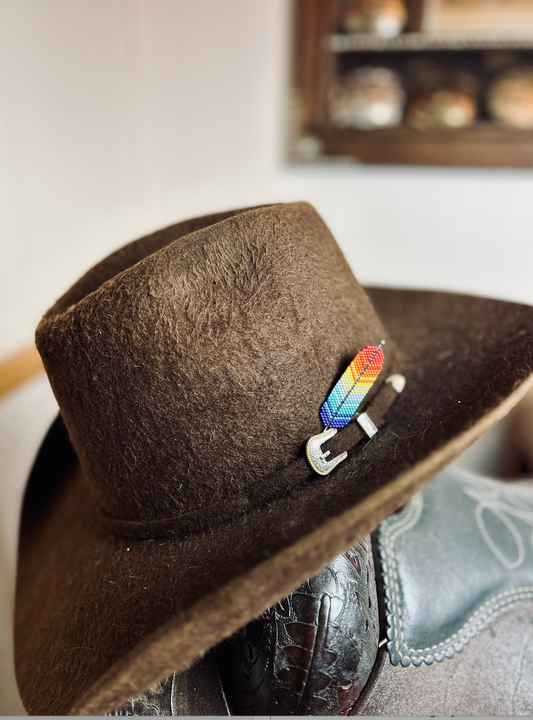 Serape Beaded Feather Hatpin