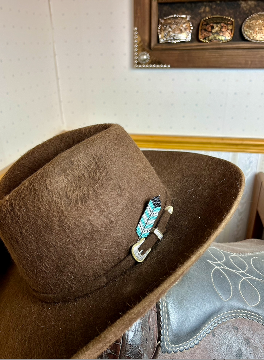 Turquoise Beaded Feather Hatpin