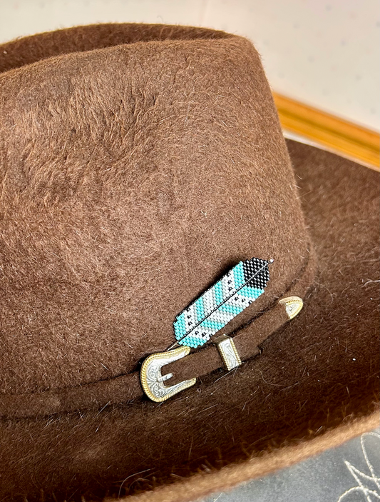 Turquoise Beaded Feather Hatpin